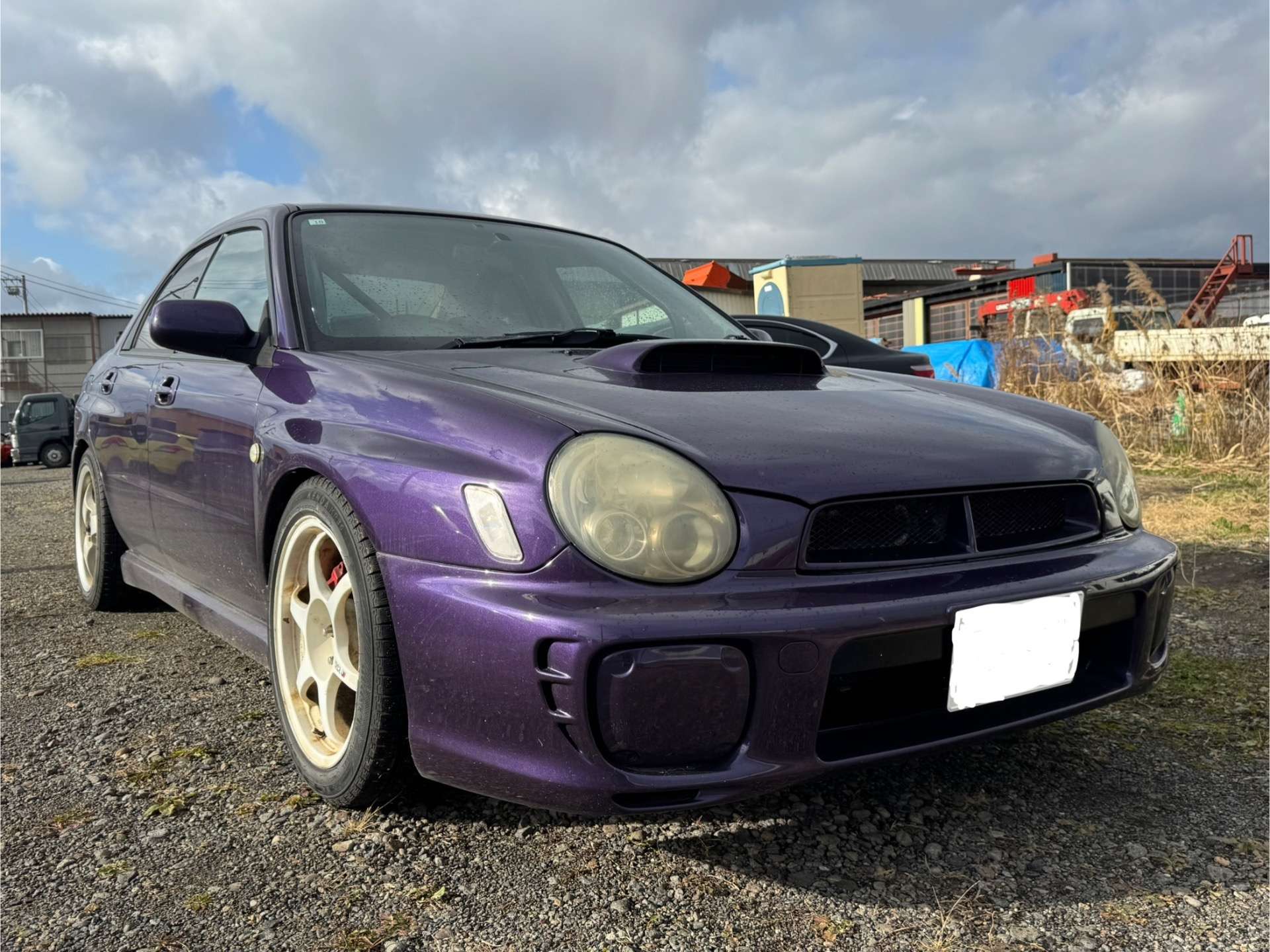 ワイモータースでかっこいい紫のインプレッサWRX STI(GDB)ユーザー買取 